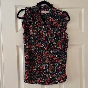 LOFT Women's Floral Black Top